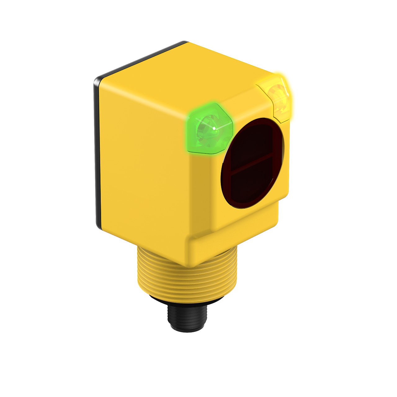 Banner Engineering Photoelectric Sensor; Fixed-Field Background Suppression; Rectangular; 200mm Cutoff Range; 10-30VDC; PNP; LO/DO Configurable; M12 QD